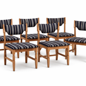 Henning Kjærnulf Oak Dining Chairs Set of 6 – Danish Mid Century Modern 1960s Solid Oak Upholstered Vintage Scandinavian Furniture
